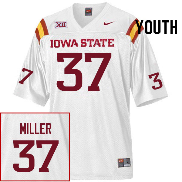 Youth #37 Easton Miller Iowa State Cyclones College Football Jerseys Stitched Sale-White